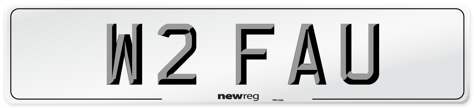 W2 FAU Number Plate from New Reg